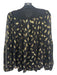 Diane Von Furstenberg Size 4 Black & Gold Polyester Front Keyhole Sheer Top Black & Gold / 4