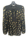 Diane Von Furstenberg Size 4 Black & Gold Polyester Front Keyhole Sheer Top Black & Gold / 4