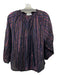 Apiece Apart Size 6 Black & Multi Viscose V Neck Metallic Stripe Long Sleeve Top Black & Multi / 6