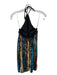 Lovers + Friends Size XS Gold & Blue Fully Sequined High Tie Neck Halter Dress Gold & Blue / XS