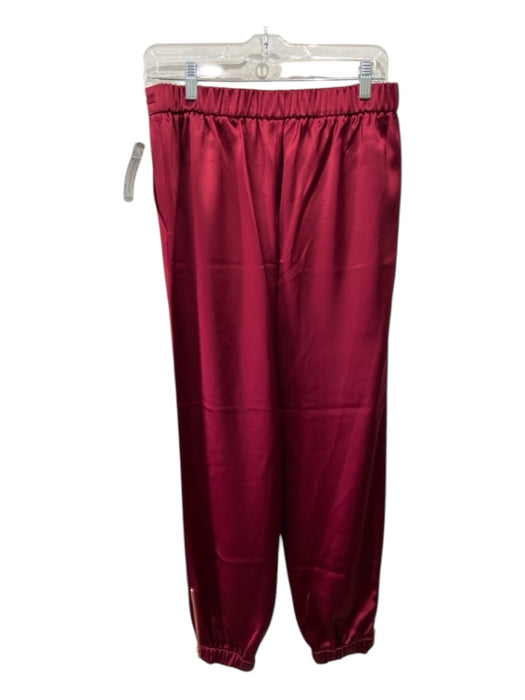 Milly Size S Burgundy Red Triacetate Blend Elastic Waist Satin Zipper Pants Burgundy Red / S