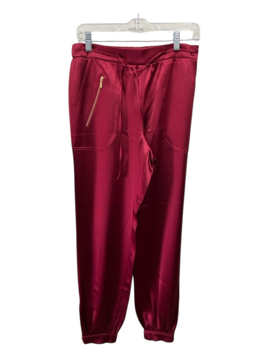 Milly Size S Burgundy Red Triacetate Blend Elastic Waist Satin Zipper Pants Burgundy Red / S