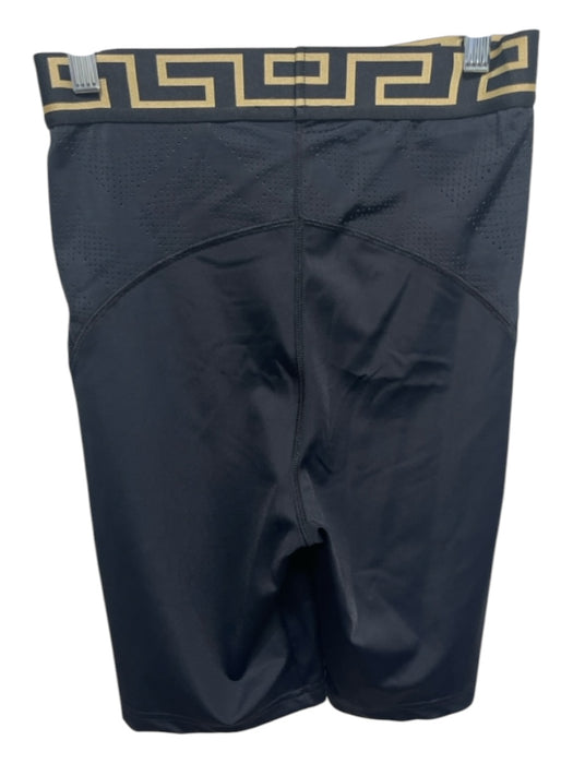 Versace Size M Black & Gold Poliamide Elastic Waist Jacquard Cycling Shorts Black & Gold / M