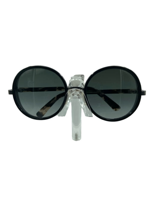 Jimmy Choo Black & White Acetate Rhinestone Detail Round Sunglasses Black & White