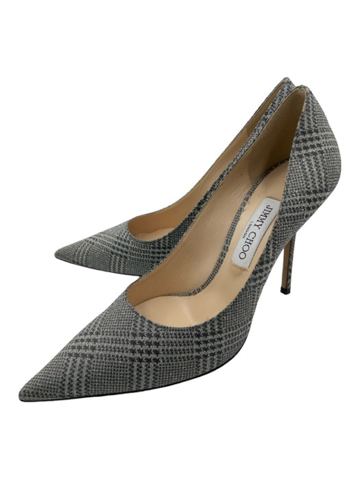 Jimmy Choo Shoe Size 40.5 Silver & Gray Glitter Pointed Toe Houndstooth Pumps Silver & Gray / 40.5