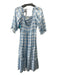 Honey & Lou Size XL Blue & White Polyester Gingham Square Neck Maxi Dress Blue & White / XL