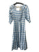 Honey & Lou Size XL Blue & White Polyester Gingham Square Neck Maxi Dress Blue & White / XL