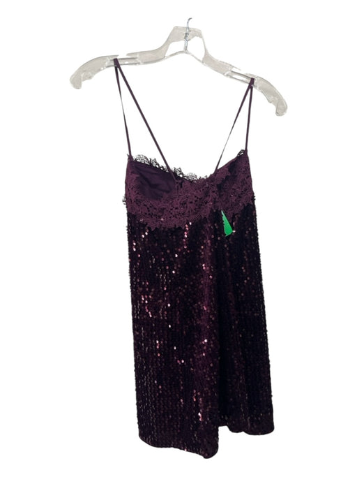 Intimately Free People Size L Dark Purple Velvet Fully Sequined Mini Dress Dark Purple / L