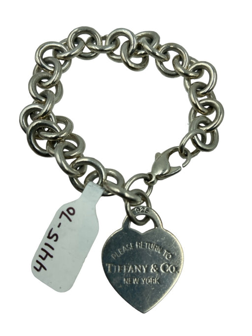Tiffany & Co Silver 925 Sterling Silver Chain Link Heart Pendant Bracelet Silver