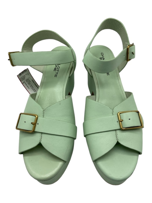 Charlotte Stone Shoe Size 9 Mint & Gold Platform Buckle Ankle Strap Sandals Mint & Gold / 9