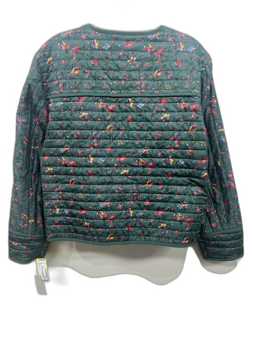 Hill House Size L Hunter Green Cotton Floral Quilted Hook & Eye Front Jacket Hunter Green / L