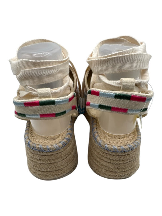Farm Rio Shoe Size 9 Cream, Blue & Multi Canvas Upper Lace Up Ankle Espadrille Cream, Blue & Multi / 9