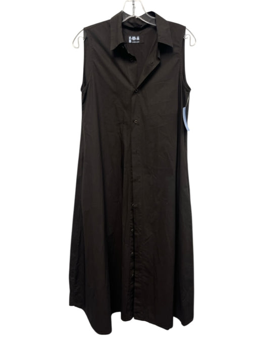 Labo.art Size 0 Dark Brown Cotton Sleeveless Button Front Collared Dress Dark Brown / 0