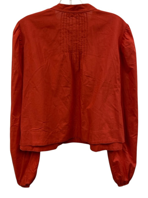 Ciao Lucia Size L Orange Red Cotton Long Balloon Sleeve Embroidered Flowers Top Orange Red / L