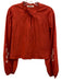 Ciao Lucia Size L Orange Red Cotton Long Balloon Sleeve Embroidered Flowers Top Orange Red / L