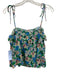 Ganni Size 42 Blue, Green & Multi Cotton Abstract Floral Tie Shoulder Top Blue, Green & Multi / 42