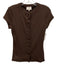 Reformation Size M Dark Brown Cotton Blend Ribbed Cap Sleeve Button Up Top Dark Brown / M