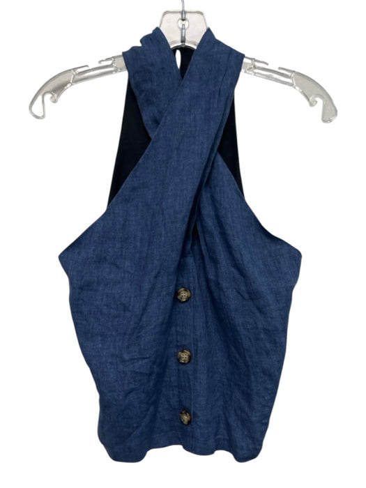 Fifteen Twenty Size Est M Dark Wash Linen Chambray Pleated Front Pant Set Dark Wash / Est M