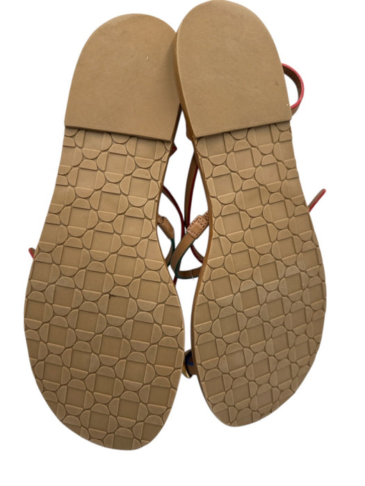 Larroude Shoe Size 9 Tan Brown & Multi Leather Upper Strappy Edge Detail Sandals Tan Brown & Multi / 9