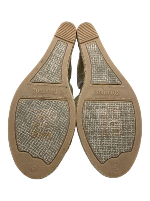 Soludos Shoe Size 9 Cream White & Beige textile upper Woven Wedge Espadrille Cream White & Beige / 9