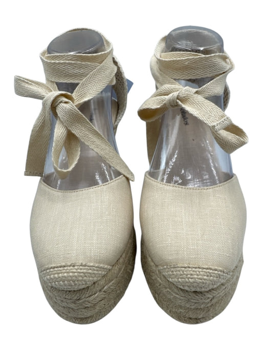 Soludos Shoe Size 9 Cream White & Beige textile upper Woven Wedge Espadrille Cream White & Beige / 9