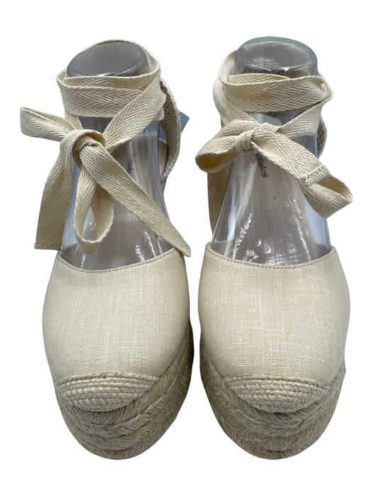 Soludos Shoe Size 9 Cream White & Beige textile upper Woven Wedge Espadrille Cream White & Beige / 9