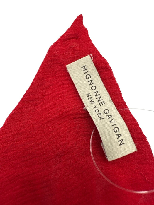 Mignonne Gavigan Red Silk Beaded Snap Button Close Botanical Scarf Necklace Red