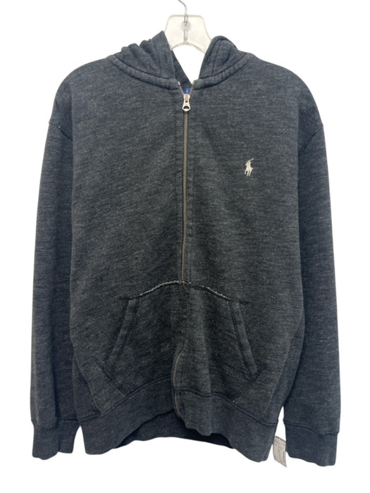 Polo Size L Gray Cotton Distressed Zipper Hoodie Men's Jacket Gray / L