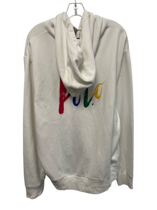 Polo Size L White & Multi Cotton Back Graphic Zipper Hoodie Men's Jacket White & Multi / L