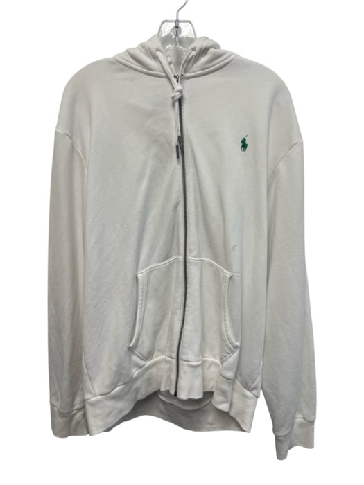 Polo Size L White & Multi Cotton Back Graphic Zipper Hoodie Men's Jacket White & Multi / L