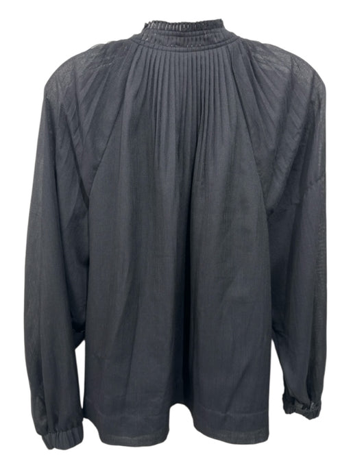 Marie Oliver Size 1 Black Polyester Keyhole Front Ruffle Trim Balloon Sleeve Top Black / 1