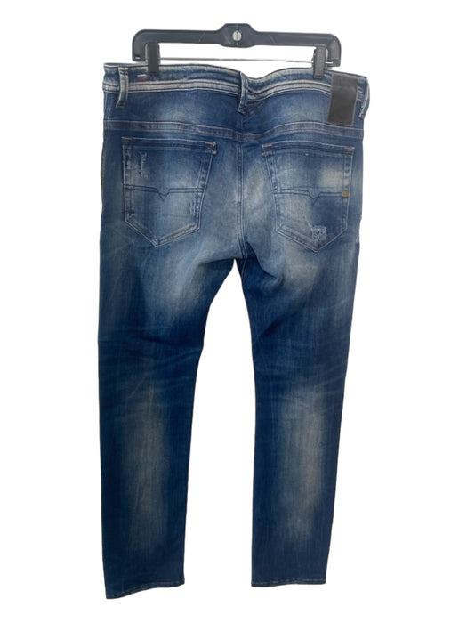 Diesel Size 36 Medium Light Wash Cotton Blend Distressed Jean Men's Pants 36