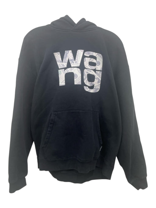 Alexander Wang Size M Black Cotton Blend logo Hoodie Men's Jacket Black / M