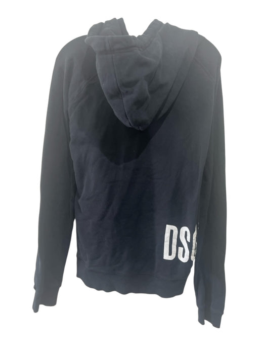 Dsquared Size XL Black Cotton Blend Solid Zip UP Hoodie Men's Jacket Black / XL