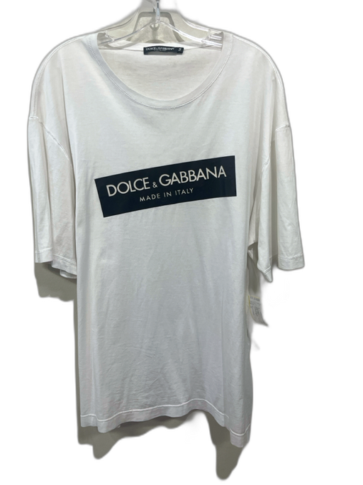 Dolce & Gabbana Size 54 White Cotton logo T shirt Crew Men's Short Sleeve White / 54