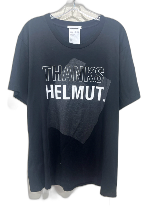 Helmut Lang Size XXL Black Cotton Blend logo T shirt Crew Men's Short Sleeve Black / XXL