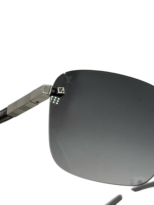 Louis Vuitton Gray & Silver Silver Tone Metal Damier Rimless Gradient Sunglasses Gray & Silver