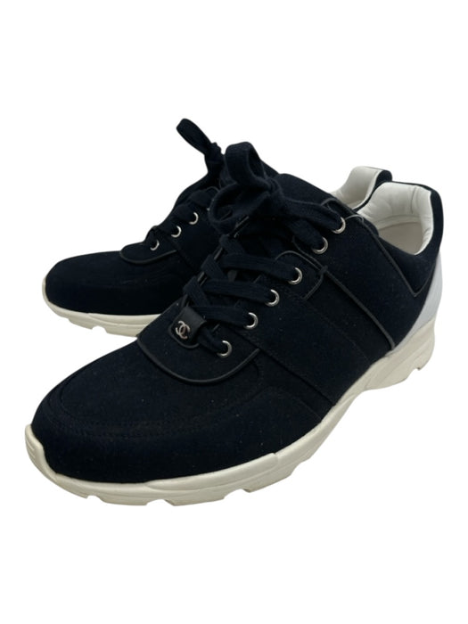 Chanel Shoe Size 44 Box Incl Black & White Synthetic Low Top Lace Up Men's Shoes Black & White / 44
