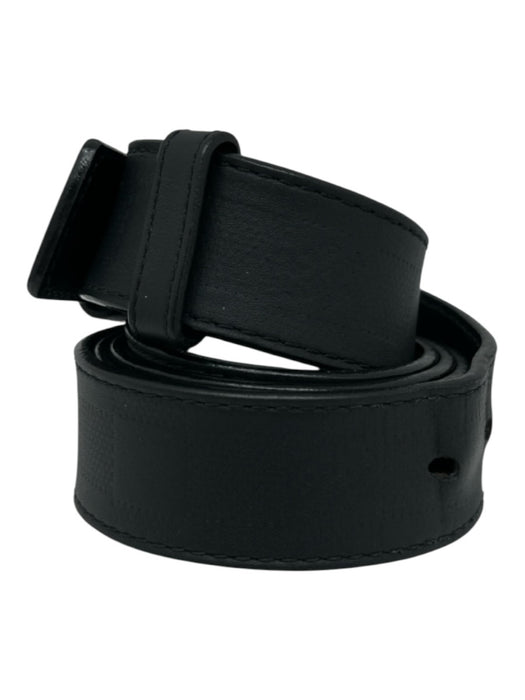 Louis Vuitton AS IS Black Leather Checkered Men's Belt Black