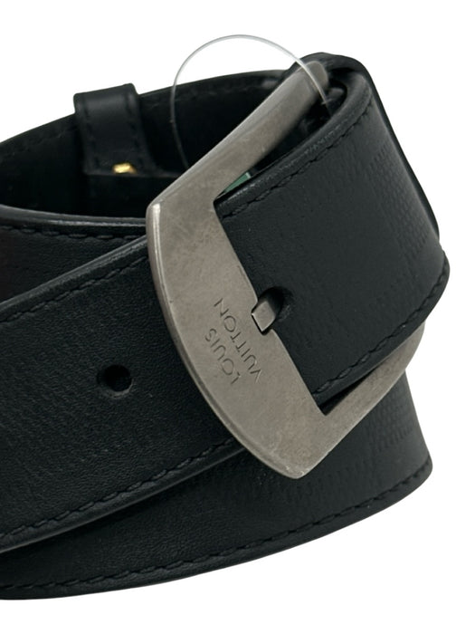 Louis Vuitton AS IS Black Leather Checkered Men's Belt Black