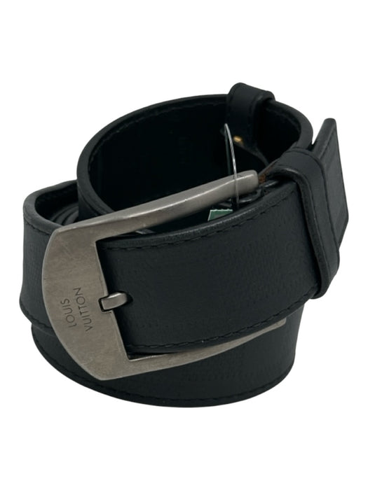 Louis Vuitton AS IS Black Leather Checkered Men's Belt Black