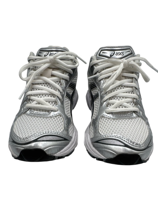 Asics Shoe Size 7 Silver, White, Beige Synthetic Mesh Lace Up Sneakers Silver, White, Beige / 7