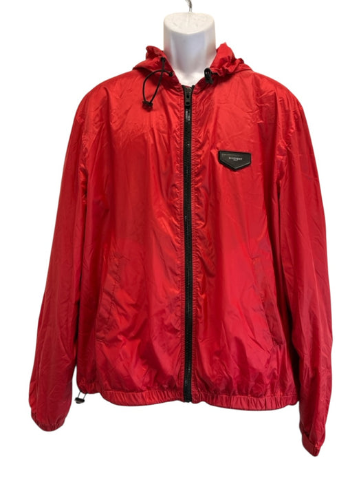 Givenchy Size XL Red & Black Polyamide drawcord Hood Windbreaker Jacket Red & Black / XL