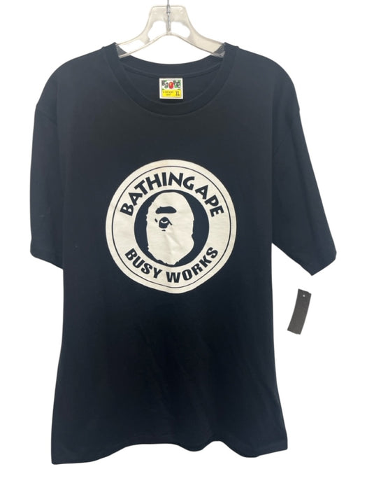 Bape Size XL Black Cotton Blend logo T shirt Crew Men's Short Sleeve Black / XL