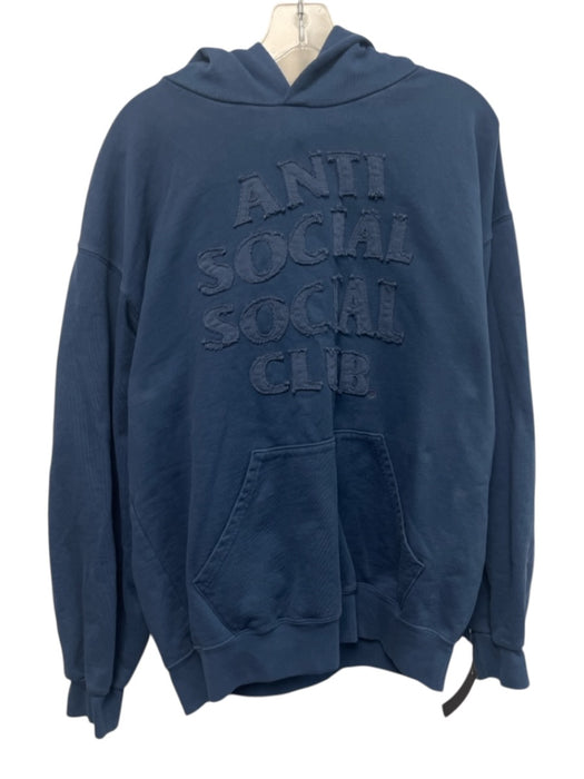 Anti Social Club Size L Blue Cotton logo Hoodie Men's Jacket Blue / L