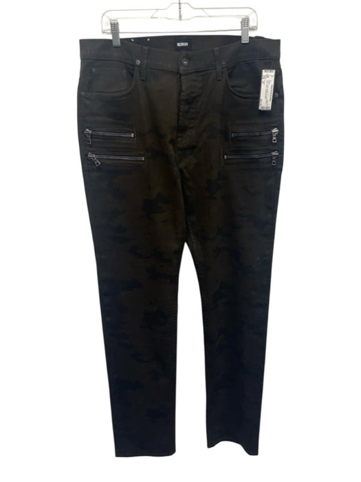 Hudson NWT Size 36 Green & Black Cotton Blend Camo Moto Men's Pants Green & Black / 36