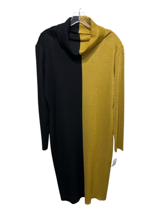 Misook Size 0X Black & Gold Acrylic Blend Color Block Metalic Threading Dress Black & Gold / 0X