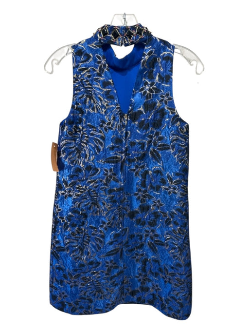 Lilly Pulitzer Size 0 Blue, Black, Gold Polyester Blend Metallic Jaquard Dress Blue, Black, Gold / 0