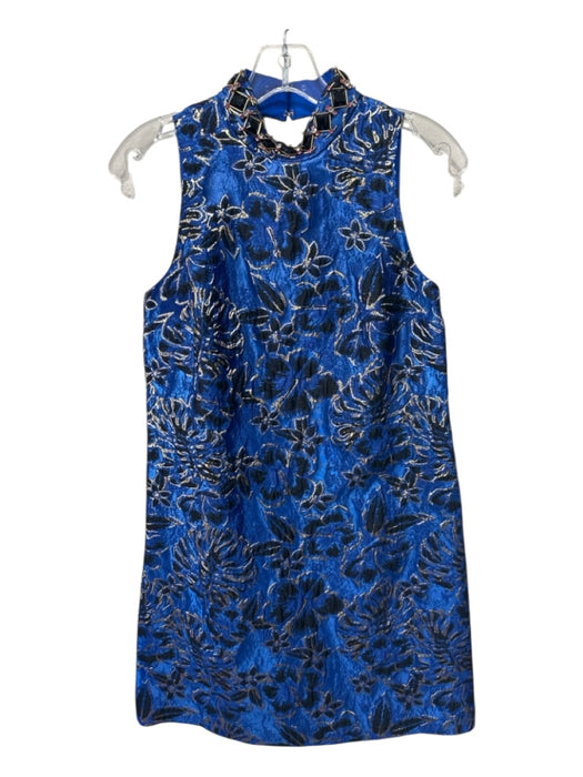 Lilly Pulitzer Size 0 Blue, Black, Gold Polyester Blend Metallic Jaquard Dress Blue, Black, Gold / 0