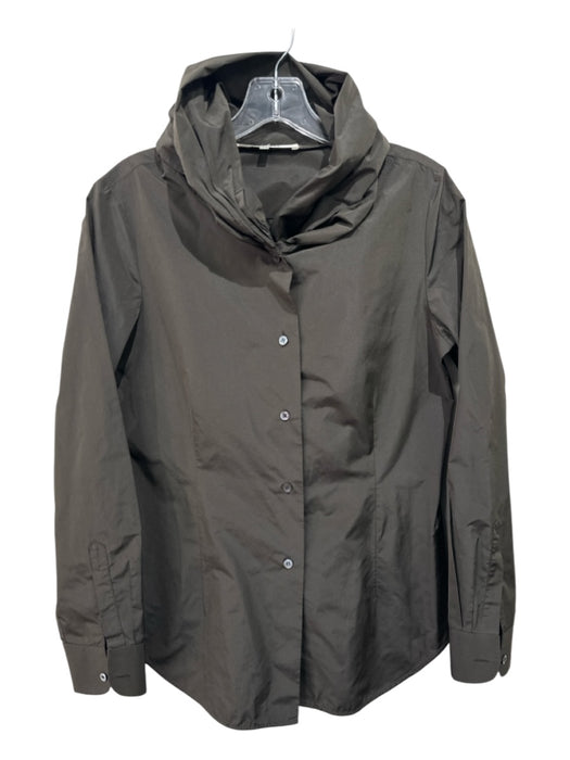 Hache Size 46 Dark Green Polyester Long Sleeve Button Front Scarf Top Dark Green / 46